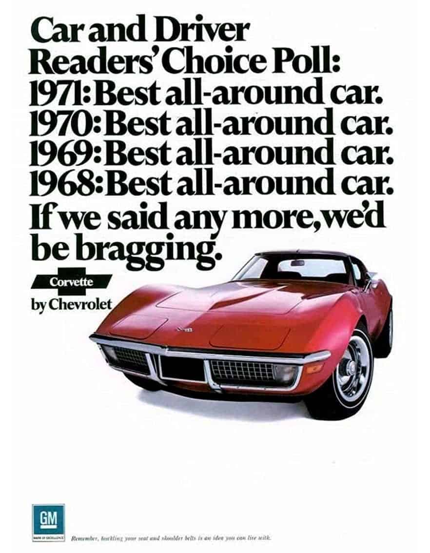 1971 chevrolet corvette advertisement