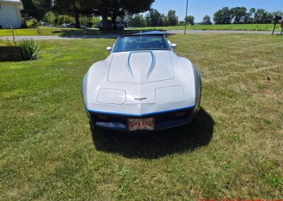 1981 Silver/Dark Blue C3 Corvette Blue Leather Int For Sale