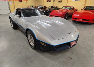 1981 Silver/Dark Blue C3 Corvette Automatic Blue Leather Int For Sale