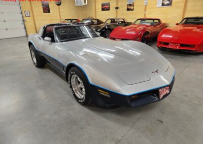 1981 Silver/Dark Blue C3 Corvette Automatic Blue Leather Int For Sale