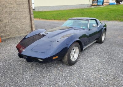1977 Dark Blue Corvette Blue Leather Int For Sale